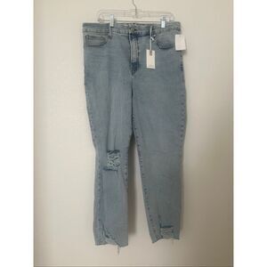 Good American Good Classic Jeans High Rise Skinny Fit Light Wash Distressed Size